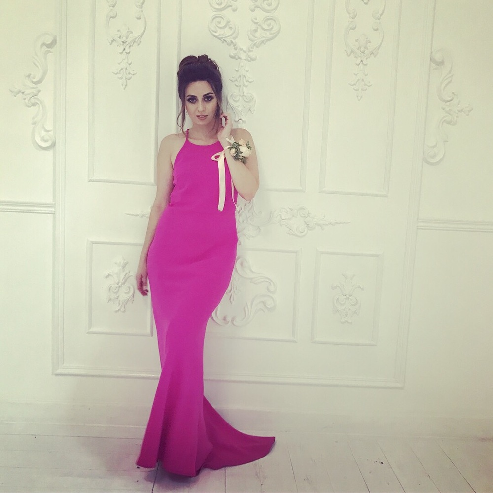 Calvin Klein long pink dress.